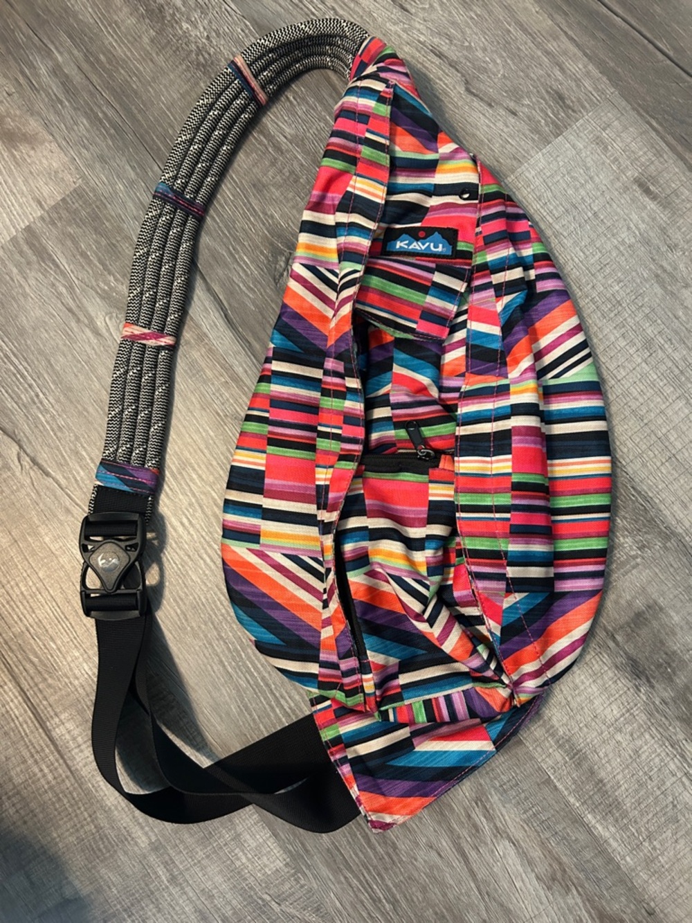 Kavu Multicolor Striped Rope Sling Bag